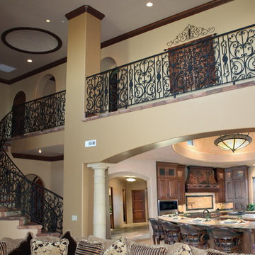 Mediterranean ornamental iron guard and stair railing