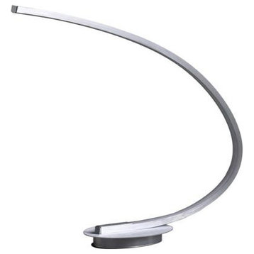 ORE International HBL2308 16 in. Eli Nickel LED Arc Tube Table Lamp - Brushed