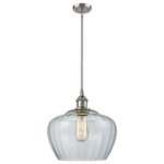 Innovations Lighting - 1-Light LED Large Fenton 11" Pendant, Brushed Satin Nickel, Glass: Clear - A truly dynamic fixture, the Ballston fits seamlessly amidst most decor styles. Its sleek design and vast offering of finishes and shade options makes the Ballston an easy choice for all homes.