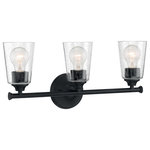 Nuvo Lighting - Bransel Three Light Vanity, Matte Black - Bransel 3 Light Vanity Fixture Matte Black Finish with Clear Seeded Glass