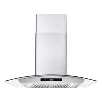 Cosmo 30" 380 CFM Glass Euro Wall Mount Range Hood With Permanent Filters