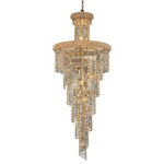 Elegant Lighting - 1800 Spiral Collection Large Hanging Fixture, Royal Cut - Like a deluxe piece of jewelry, the Spiral Collection is dripping with highly faceted crystal strands. The crystals strands are draped around the body in an alluring design to provide optimum radiance. This chandelier will add a touch of glamour to your decor.
