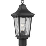 Progress Lighting - Marquette Collection 1-Light Post Lantern with DURASHIELD - This post lantern is a go-to choice when incorporating classic silhouettes with a farmhouse flair into your home decor vision. The traditional frame is constructed with non-metallic, corrosion-resistant composite polymer in a classic black finish. A beautiful water glass shade adds charming character to the timeless design. DURASHIELD by Progress Lighting is built to last. Constructed from a composite material with UV protection, DURASHIELD holds up even in the harshest weather conditions. This high-performance finish has a 5-year warranty and is resistant to rust, corrosion, and fading.