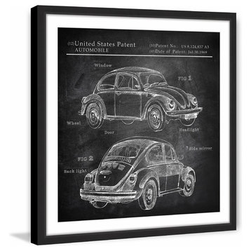 "VW Beetle Design" Framed Painting Print, 12"x12"