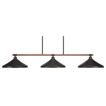 Blacksmith 3-Light Bar, Dark Granite Cone Metal Shade