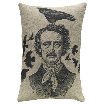 Edgar Allan Poe Linen Pillow, 18"x12"
