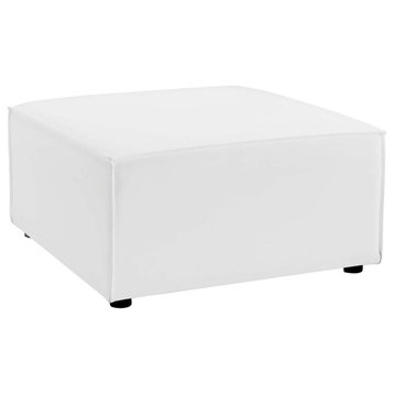 Saybrook Outdoor Patio Upholstered Sectional Sofa Ottoman, White