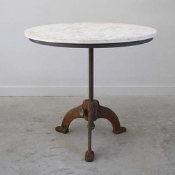Marble Topped Antique Bistro Table with Cast iron Base - Dining Tables