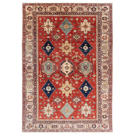 Oriental Rug Kazak 9'8"x6'10" Hand Knotted Carpet