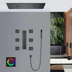 Touch Panel Controlled LED Shower System, Matte Black D - Touch Panel Light - Showerheads And Body Sprays