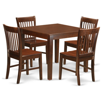 5 Pc Kitchen Table Set With A Table And 4 Dining Chairs In Mahogany