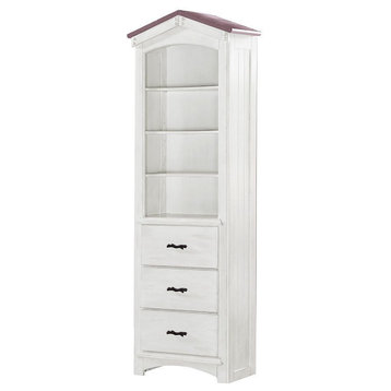 Acme Tree House Bookcase Cabinet Pink and White Finish
