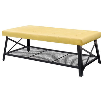 Partner Furniture Leather-Like Upholstered Coffee Table in Yellow