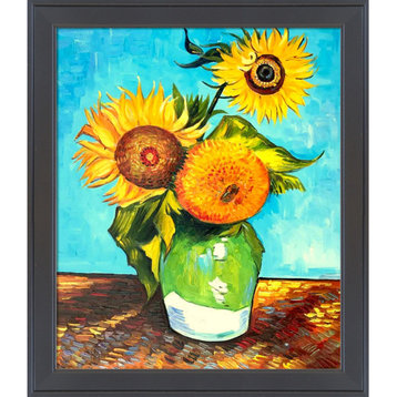 La Pastiche Sunflowers, First Version with Gallery Black, 24" x 28"