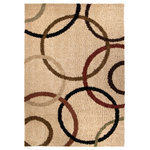 Orian - Orian Impressions Shag Bisque Circles Area Rug, Beige, 6'7"x9'8" - Enliven your floor with Impressions Shag's bold designs and neutral hues of nature. This collection will fill a room with dramatic color, unique style and super soft texture underfoot. This collection offers appealing geometric patterns  that will blend well with any home decor and the variety of colors will help bring any space together beautifully.