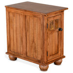 Sunny Designs - Sedona Side Table With Cabinet - Stow belongings and display decor in style with the Sedona 1-Door Side Table. Crafted from sturdy mindi in a warm rustic finish, this piece adds a comfortable, homey feel and rich character to any space. The Sedona is accented by two natural slate details on the door, a sliding top and attractive bun feet. Traditional country style finds new life in this classic piece from the Sunny Designs, Inc. collection.