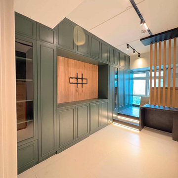 Full‑Wall Bespoke Green Entertainment & Storage Wall
