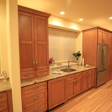 Warm Maple Kitchen Remodel | Extended Storage Wall & Cozy Built-In Seating