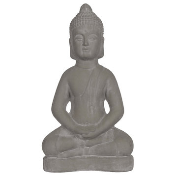 Agra Ceramic Buddha Figurine, Concrete Gray, Large