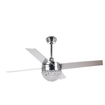 48  Modern Crystal Chandelier Ceiling Fan With Remote Control