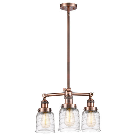 INNOVATIONS 207-AC-G513 3-Light Chandelier Antique Copper