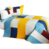 Timeless - B 3PC Cotton Vermicelli-Quilted Patchwork Geometric Quilt Set-Full/Qu