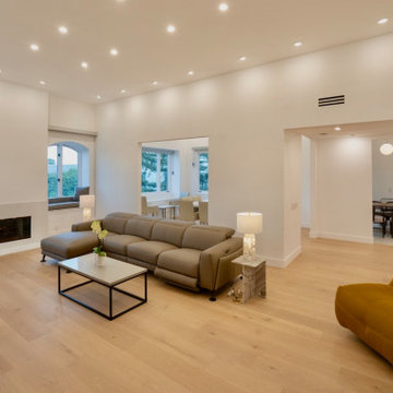 Open Plan Living Room With Linear Fireplace