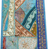 Consigned Antique Fabric, Sari Blue Patchwork Sequin Embroidered Tapestry
