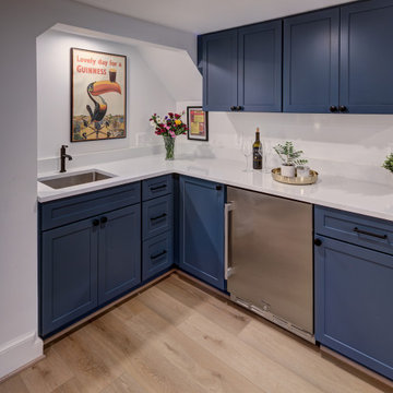 Transitional wet bar with modern farmhouse influence