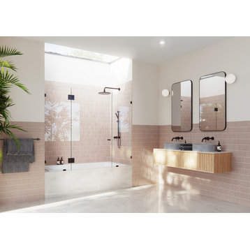 58.25"x73" Frameless 3 Panel Inline Bathtub Shower Door, Oil Rubbed Bronze