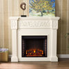 Calvert Carved Electric Fireplace, Ivory