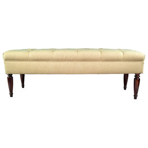 59 L Renee Bench Rustic Hand Crafted Oak Brass Nail Head Trim