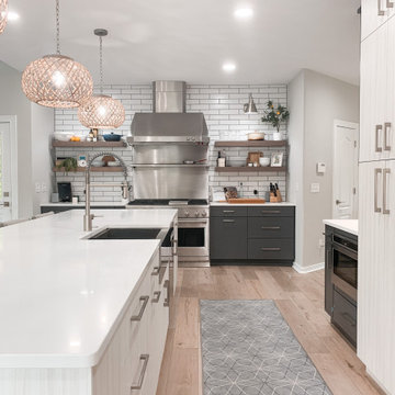 Kitchen Remodel with Modern Textured Cabinetry in Pepper and Raw Cotton