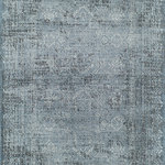 Rugs America - Rugs America Milford MD30A Transitional Vintage Imperial Sky Area Rugs, 8'x10' - Fit for royalty, our lavish Imperial Sky area rug features impeccable linework and flowing motifs blanketed by a smokey blue hue, creating a stunning contrast between the intricate white pattern and hazy background. This gorgeous rug not only adds depth and dimension to any space, but its luxurious texture offers unprecedented levels of comfort and durability. This ornate carpet design is best complemented by solid-color furnishings, dark leathers, or reflective decor.Features