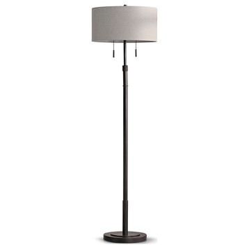 The Grande 55"~66"H Adjustable Floor Lamp_Dark Bronze, Drum_tan Shade