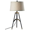 30" Functional Tripod Table Lamp, Restoration Black and Aged Gold