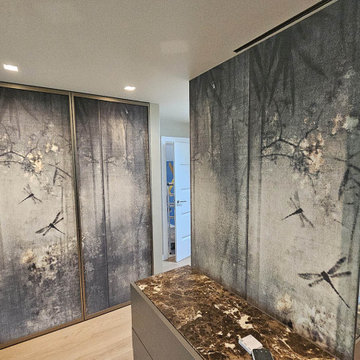 Sliding Doors, Whale and Hand Painted Wallpaper Hanging