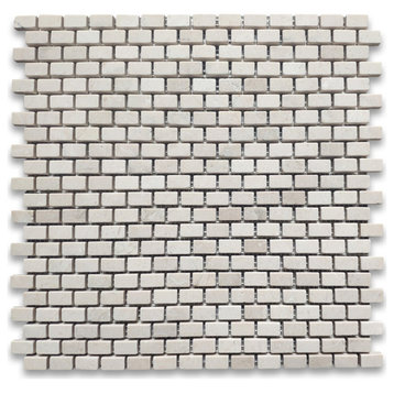 Crema Marfil Marble 5/8x3/4 Mini Brick Mosaic Antique Tile Tumbled, 1 sheet