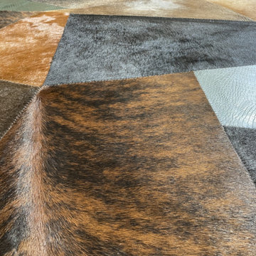 Irregular shape cowhide rug - close-up detail