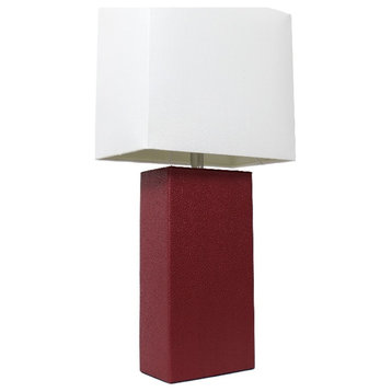 Lalia Home Lexington 21in Leather Base Table Lamp Red