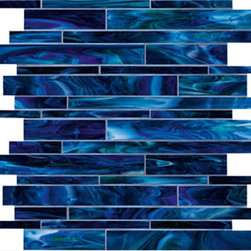 Spandau Blue Linear Glass Mosaic Tile - Mosaic Tile