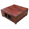 Solid Wood Square Cocktail Trunk Coffee Table With Storage