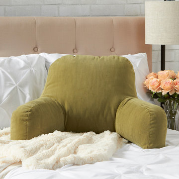 Olive Bed Rest Pillow in Contemporary Master Bedroom