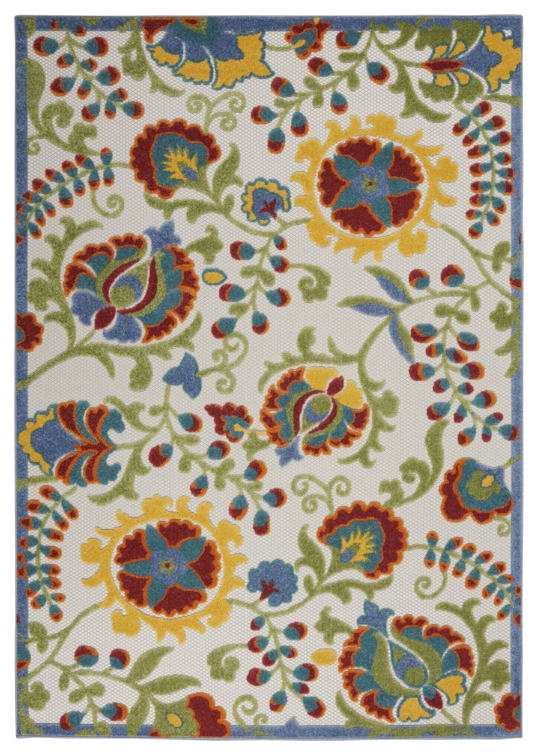 5' X 7' Ivory/Multi Floral Indoor Outdoor Area Rug - Contemporary ...