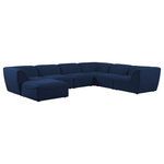 Meridian Furniture - Miramar Linen Textured Fabric  7-Piece Modular U-Shaped Sectional, Navy - Unwind and let your cares float away while you're curled up in the welcoming confines of this Miramar Modular Sectional. This sophisticated modular sectional is made from premium materials with a solid frame that ensures durability and long-lasting service life. The soft navy linen textured upholstery on this modular sectional makes it feel super indulgent against the skin. Pair this sectional with other items in the Miramar collection for a complete lookthe latches underneath make pairing a snap.