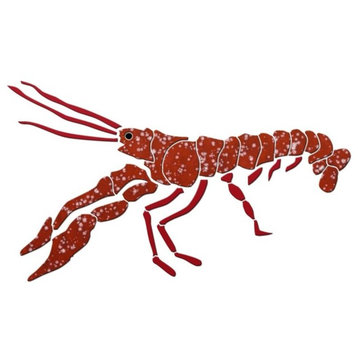 Spiny Lobster Ceramic Swimming Pool Mosaic 24"x14", Red