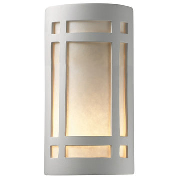 Ambiance Large Craftsman Window, Wall Sconce, Bisque, White