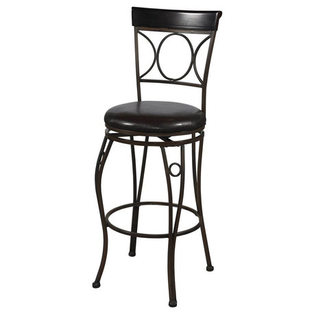 Linon Circles 24" Metal Counter Stool in Brown