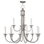Livex Lighting - Livex Lighting 5149-91 Cranford - Twelve Light 2-Tier Chandelier - For Additonal 3' Chain, Order 5607-91.Cranford Twelve Ligh Brushed Nickel Clear *UL Approved: YES Energy Star Qualified: n/a ADA Certified: n/a  *Number of Lights: Lamp: 12-*Wattage:60w Candelabra Base bulb(s) *Bulb Included:No *Bulb Type:Candelabra Base *Finish Type:Brushed Nickel