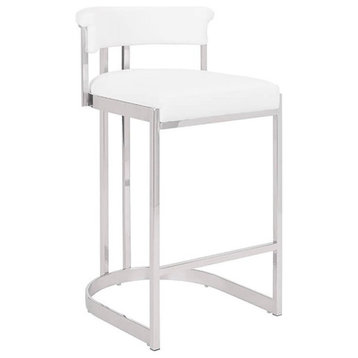 Uptown Club Cristal 26" Modern Faux Leather Upholstered Counter Stool in White
